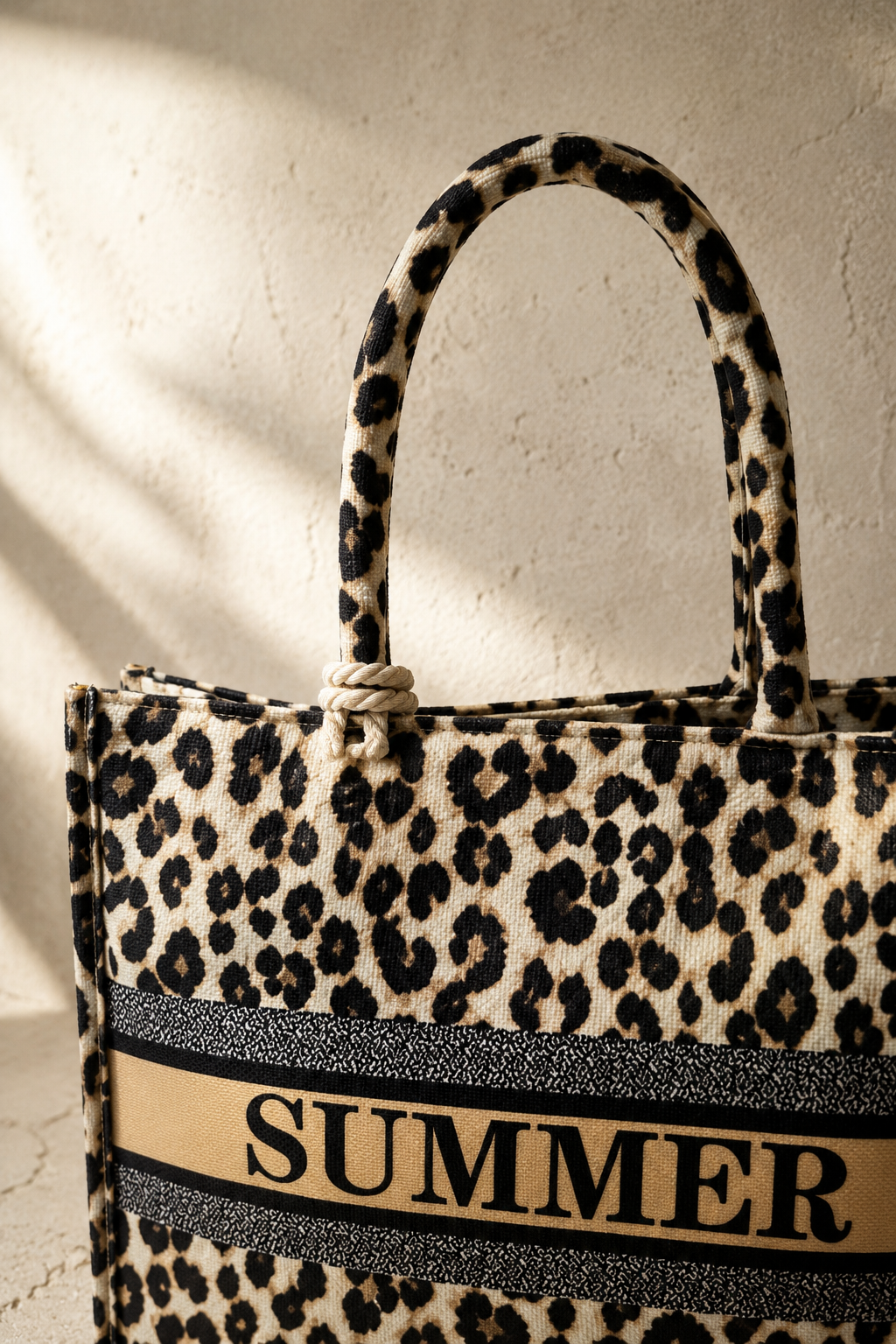 'SUMMER' Shopper Leo-Print mit Mini-Etui