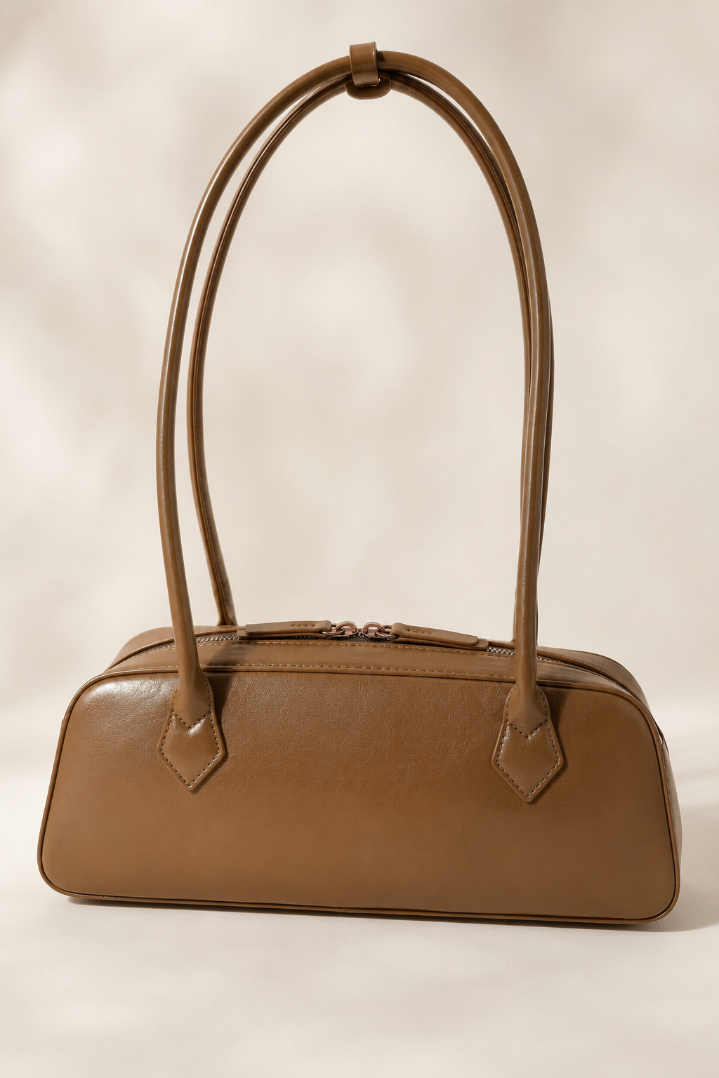 Elegante Vintage Baguette-Tasche mit Animal-Print & Teddy-Anhänger