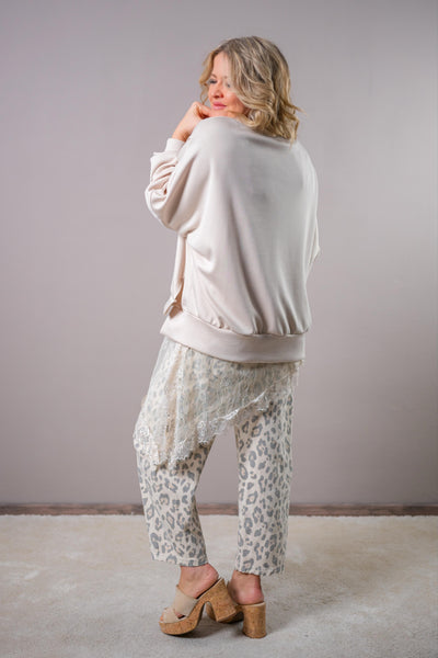 Oversize-Sweatshirt mit Patch, beige