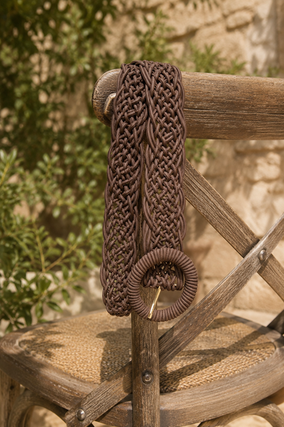Boho Flechtgürtel, schokobraun