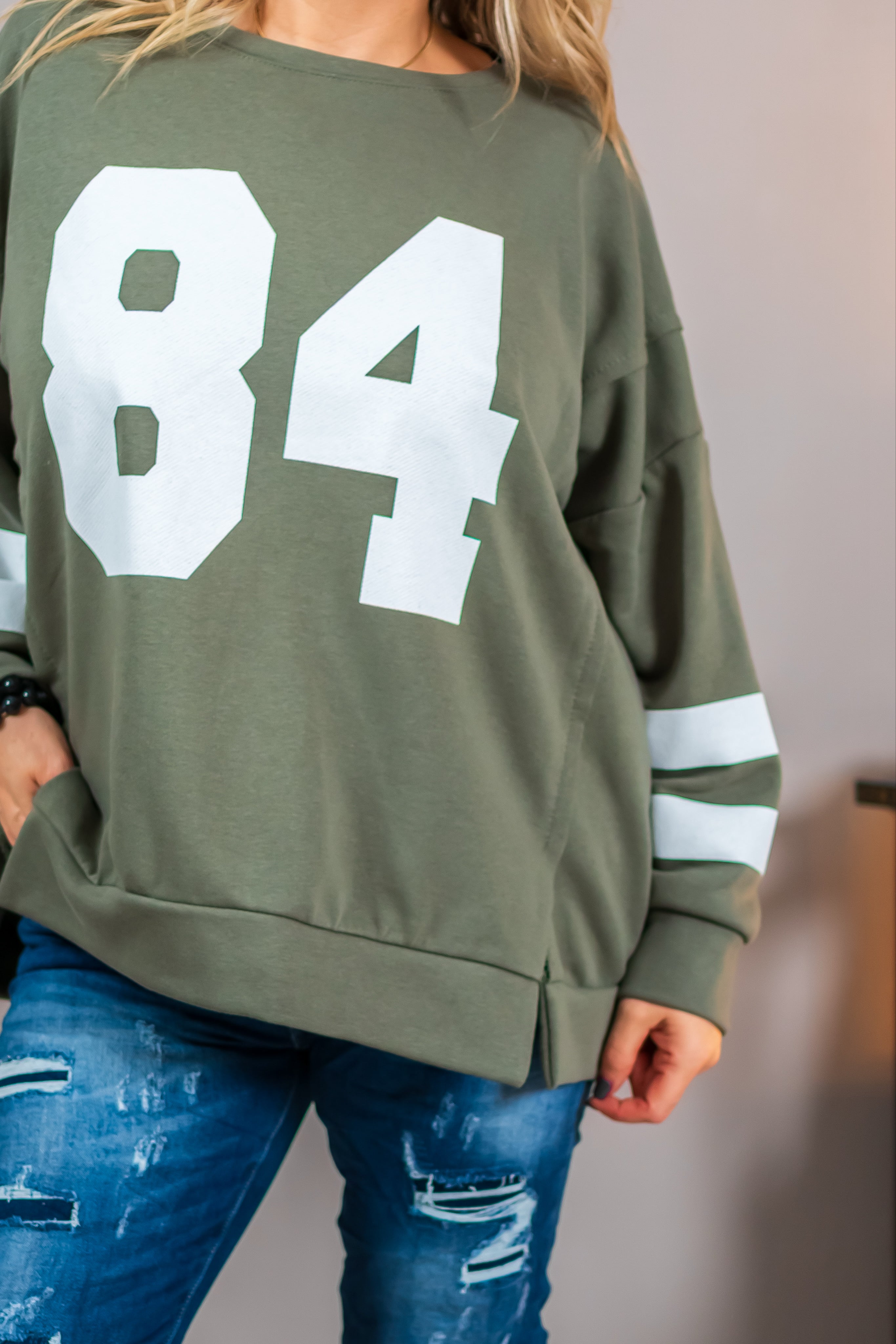 Sweater 84, olivgrün