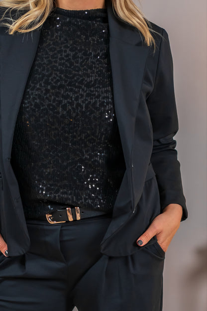 Paillettenshirt, schwarz