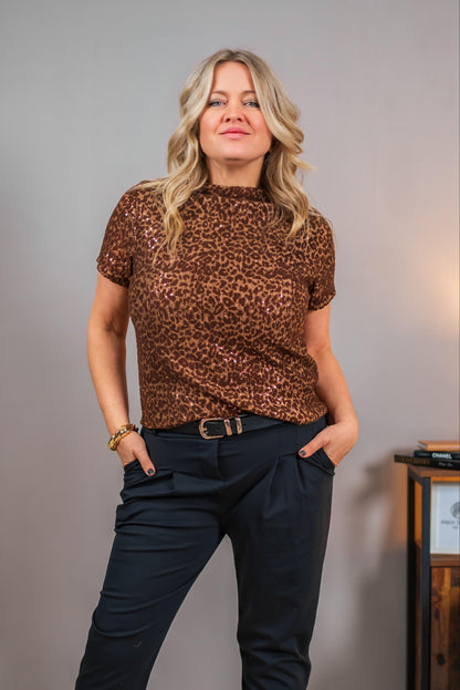 Paillettenshirt, braun