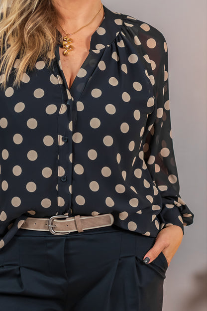 Bluse mit Punkte-Muster, schwarz