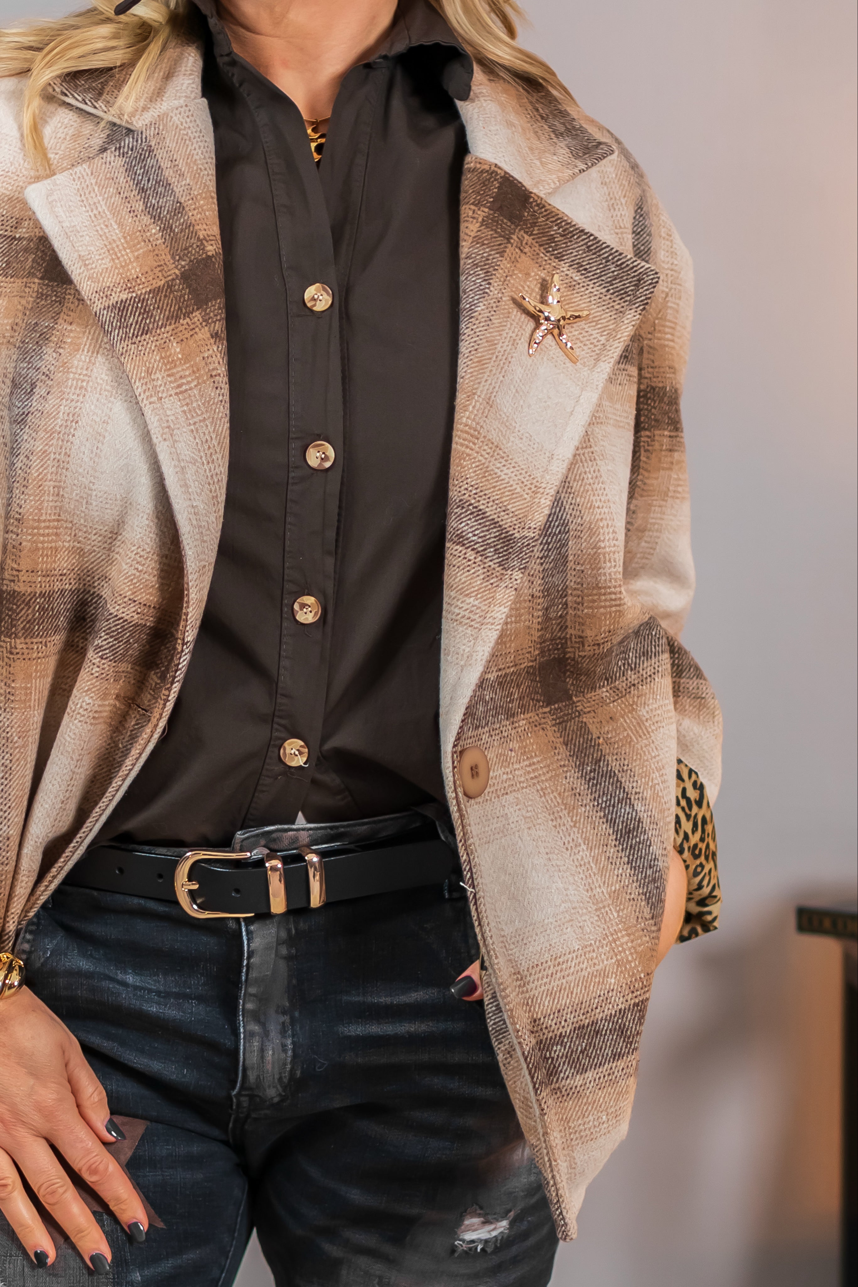 Oversize Blazer im Karo-Muster