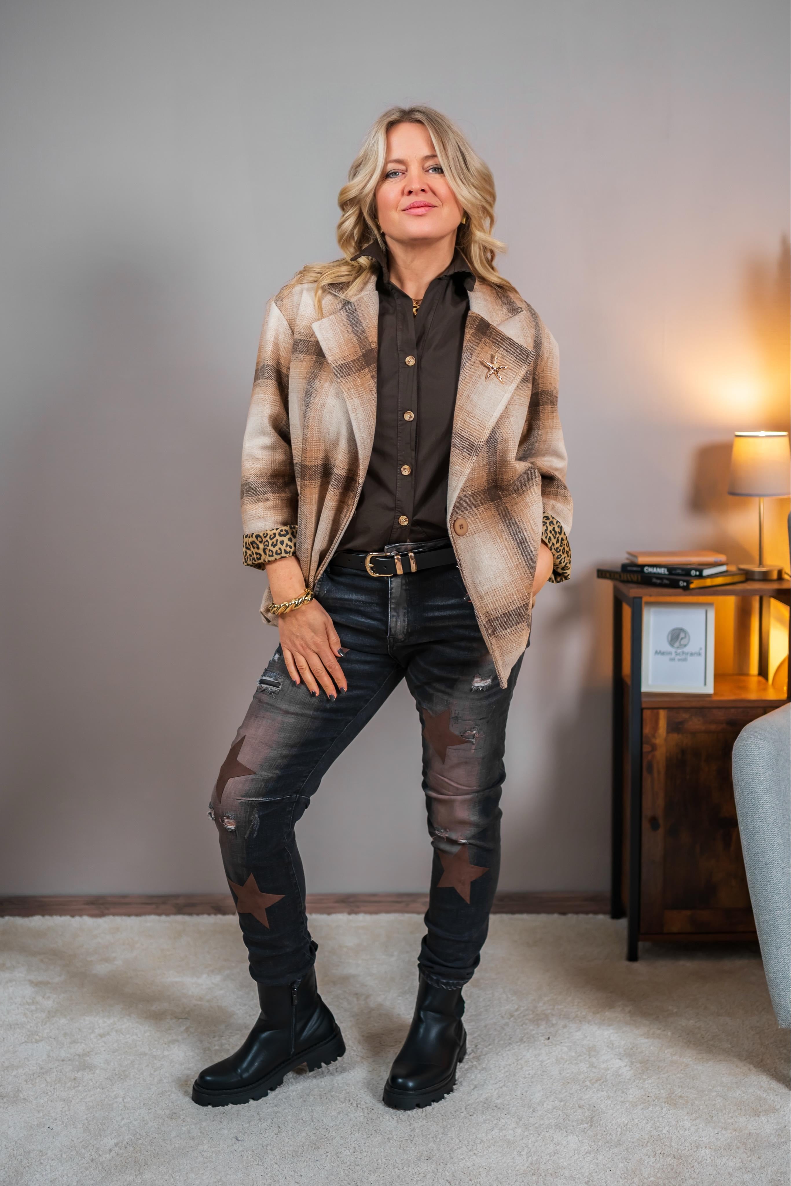 Oversize Blazer im Karo-Muster