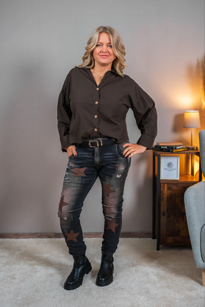 Lockere Bluse, schokobraun