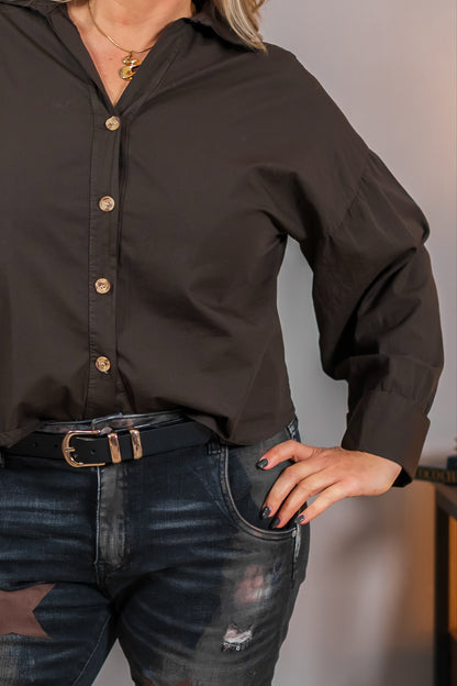 Lockere Bluse, schokobraun