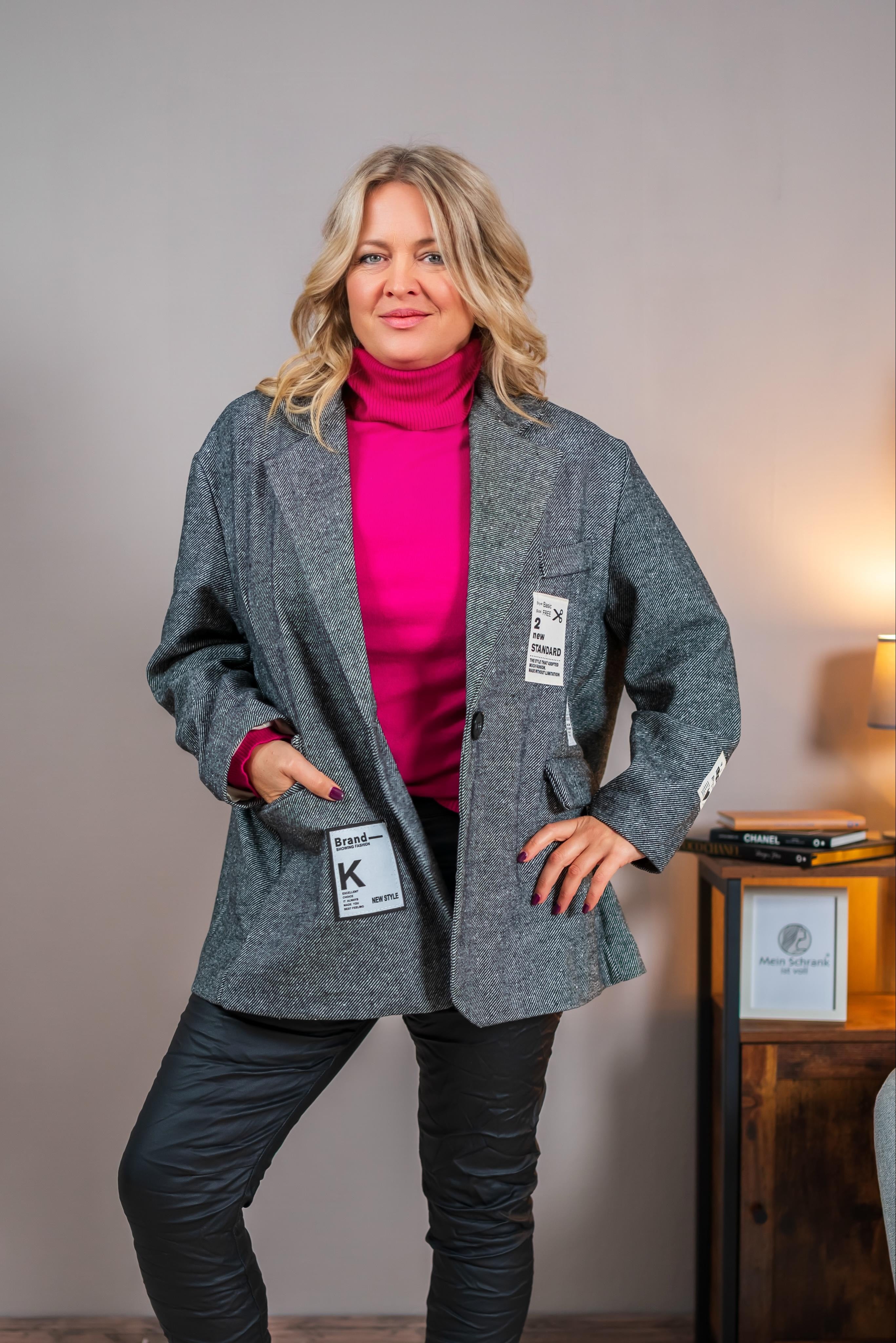 Oversize Blazer, grau meliert