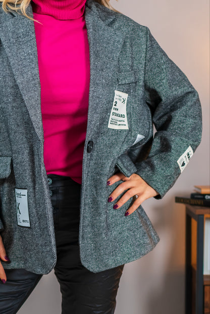 Oversize Blazer, grau meliert