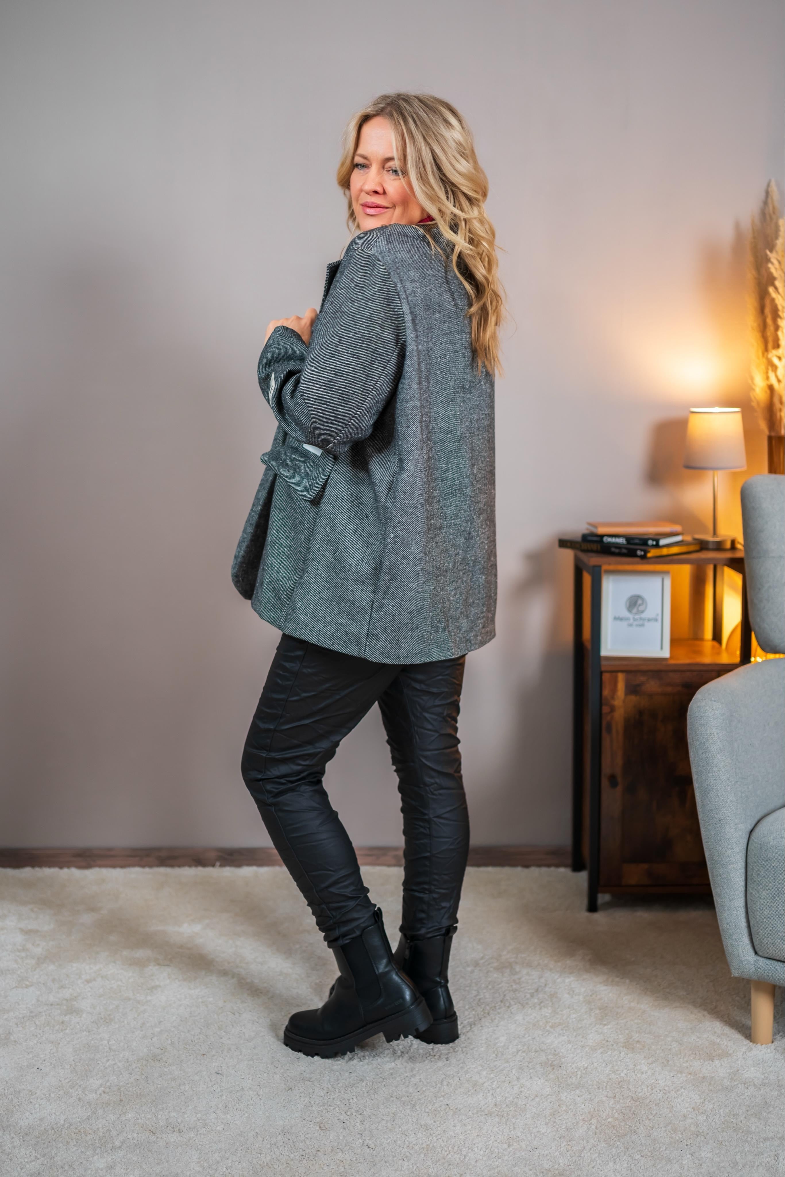 Oversize Blazer, grau meliert