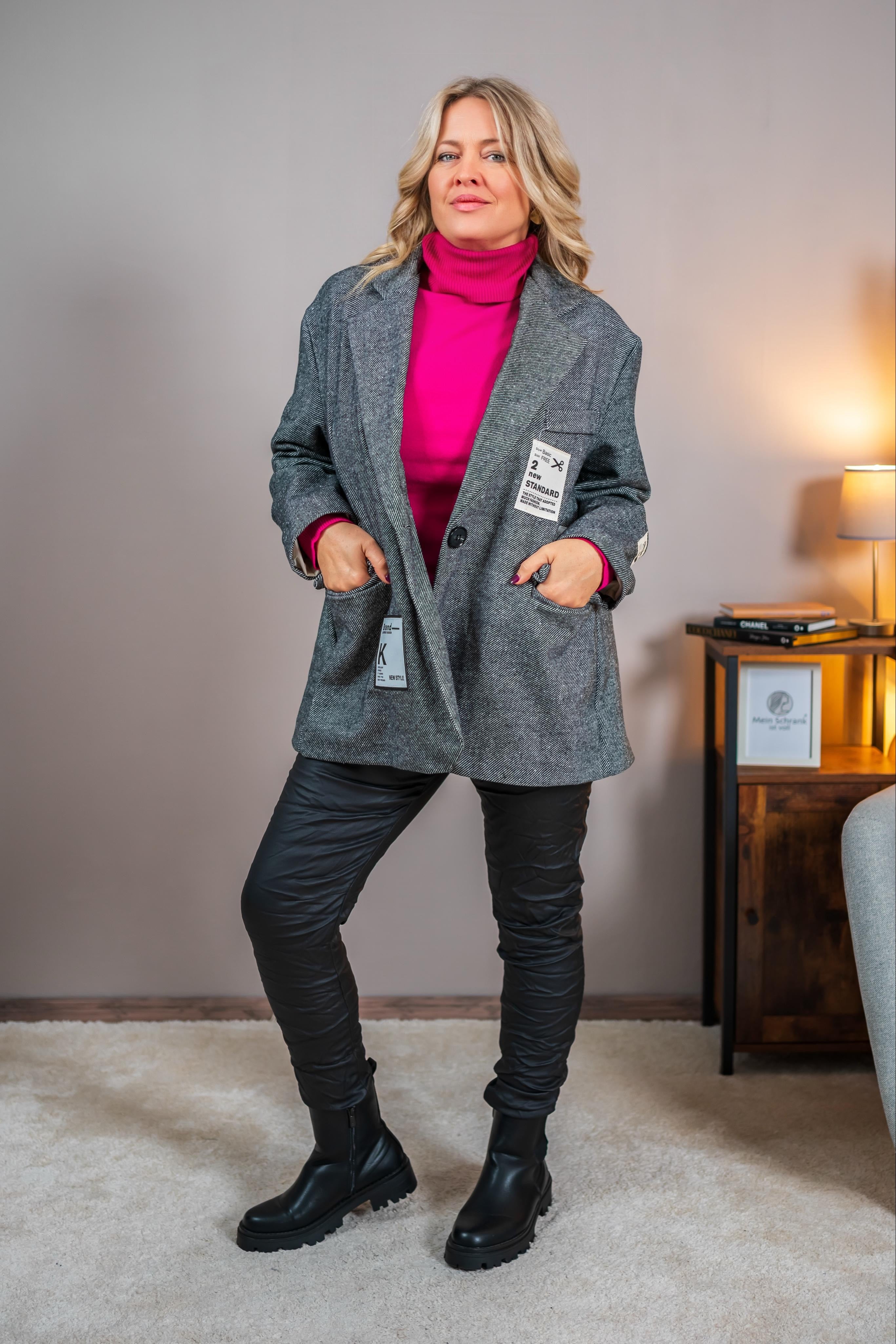 Oversize Blazer, grau meliert