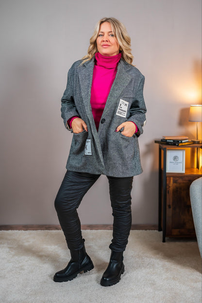 Oversize Blazer, grau meliert