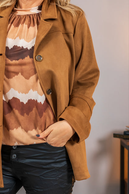 Eleganter Blazer in Velourslederoptik, camel