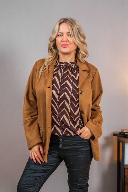 Eleganter Blazer in Velourslederoptik, camel