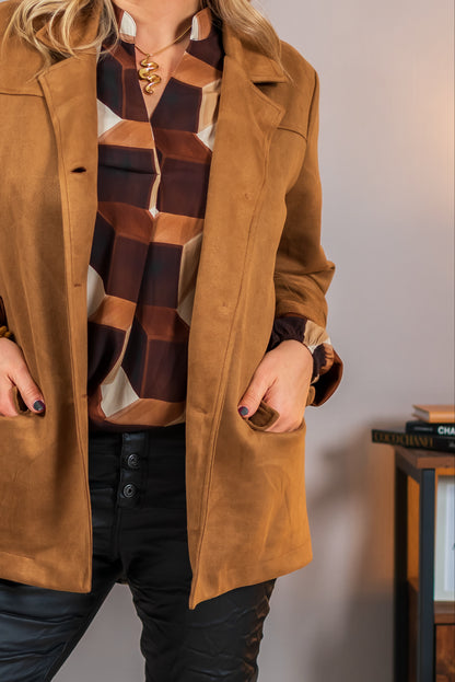 Eleganter Blazer in Velourslederoptik, camel