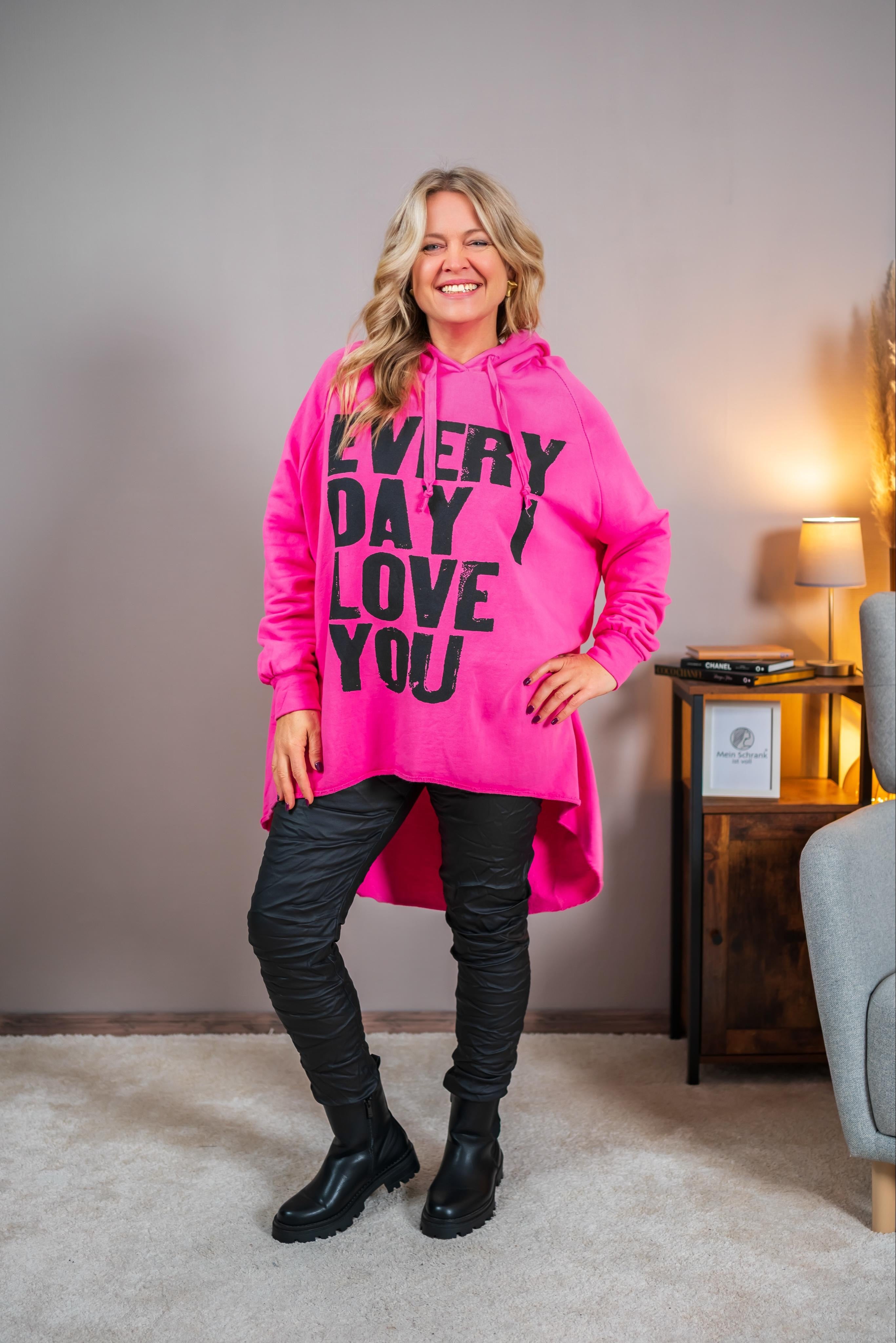 Lässiger Hoodie mit Statement-Print, pink