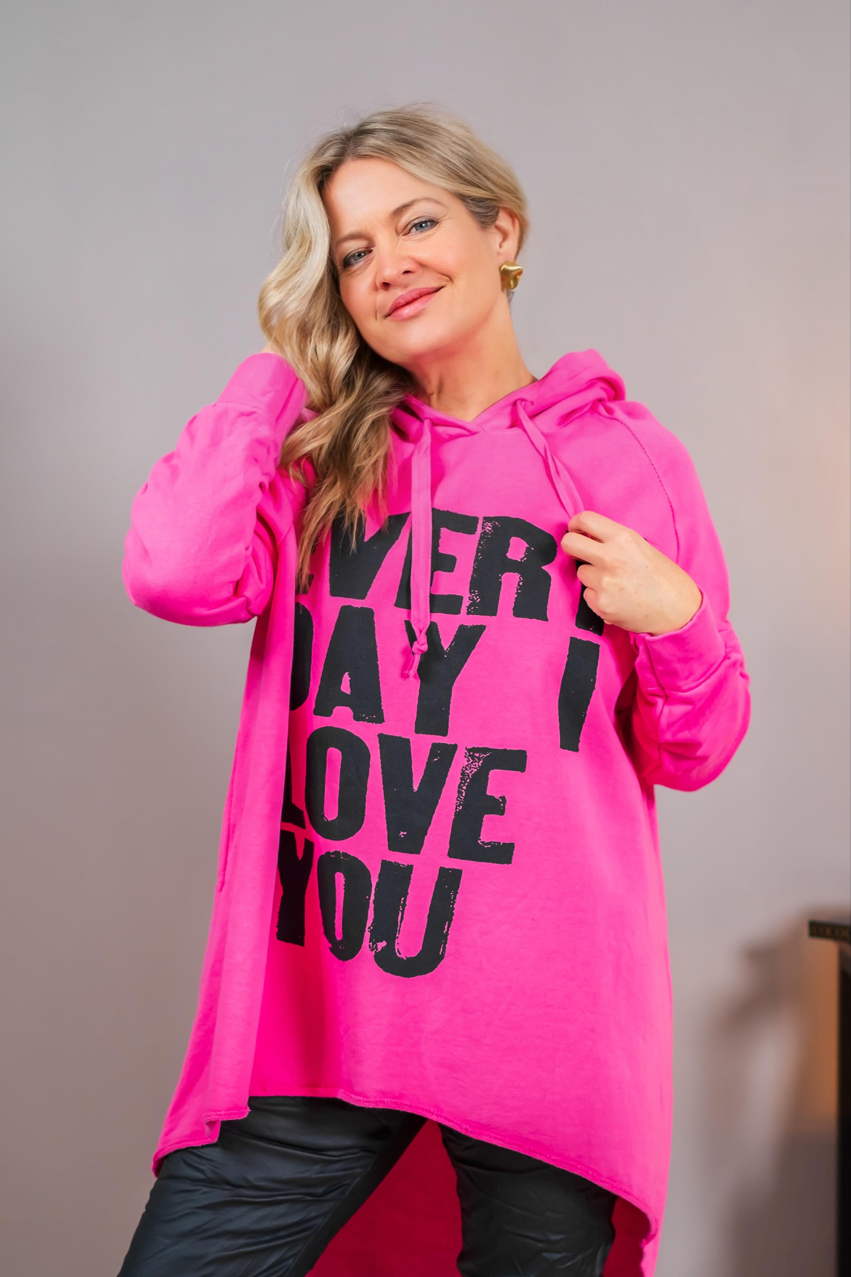 Lässiger Hoodie mit Statement-Print, pink
