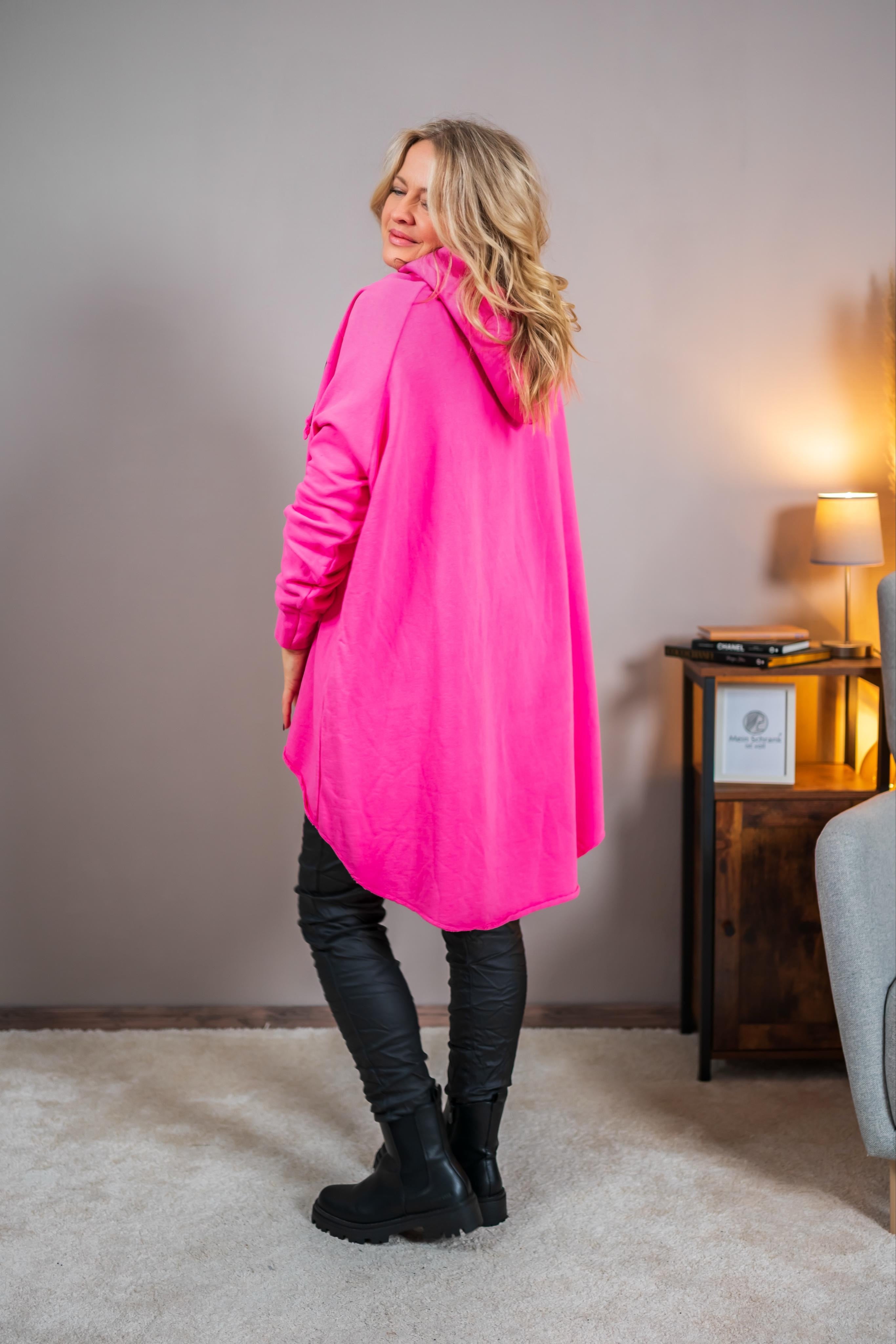 Lässiger Hoodie mit Statement-Print, pink