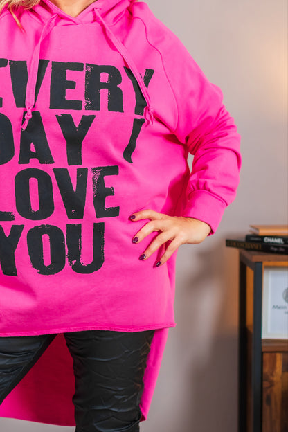 Lässiger Hoodie mit Statement-Print, pink