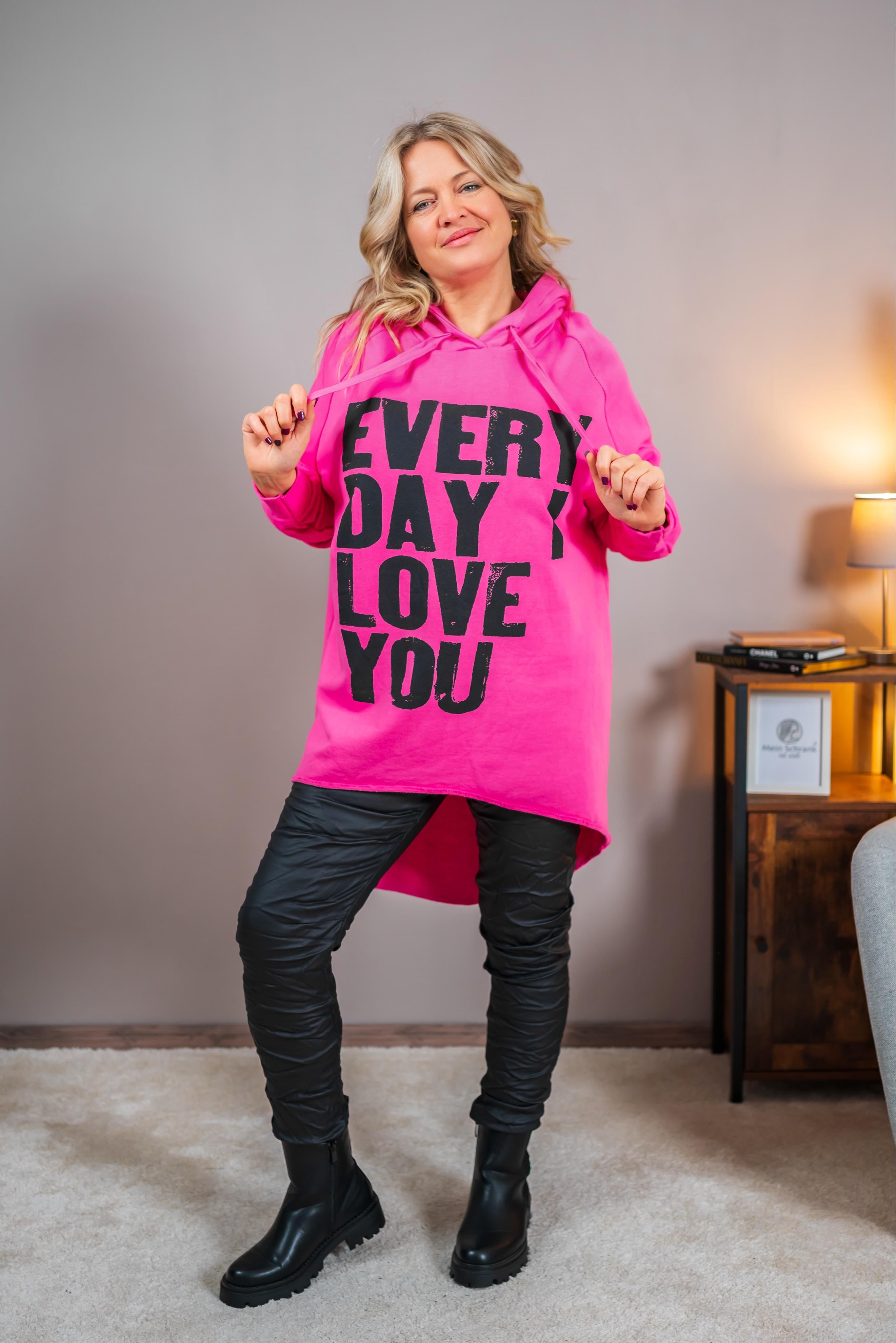 Lässiger Hoodie mit Statement-Print, pink