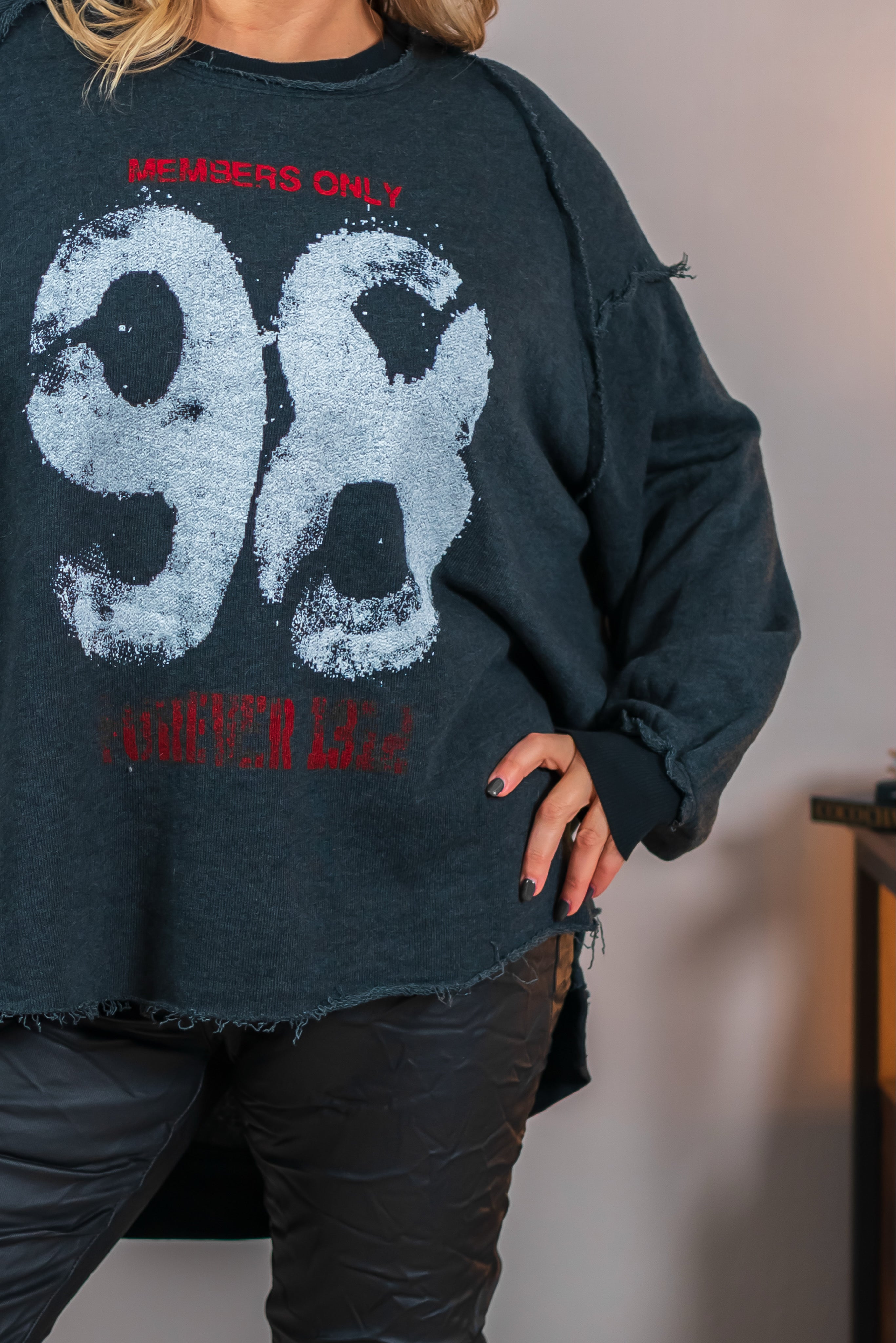 Sweatshirt mit Vintage-Print, grau