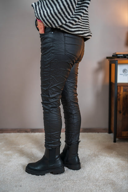 Lederimitatshose, schwarz