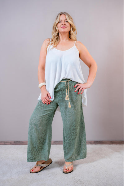 Leinenoptik-Hose Animal, khaki