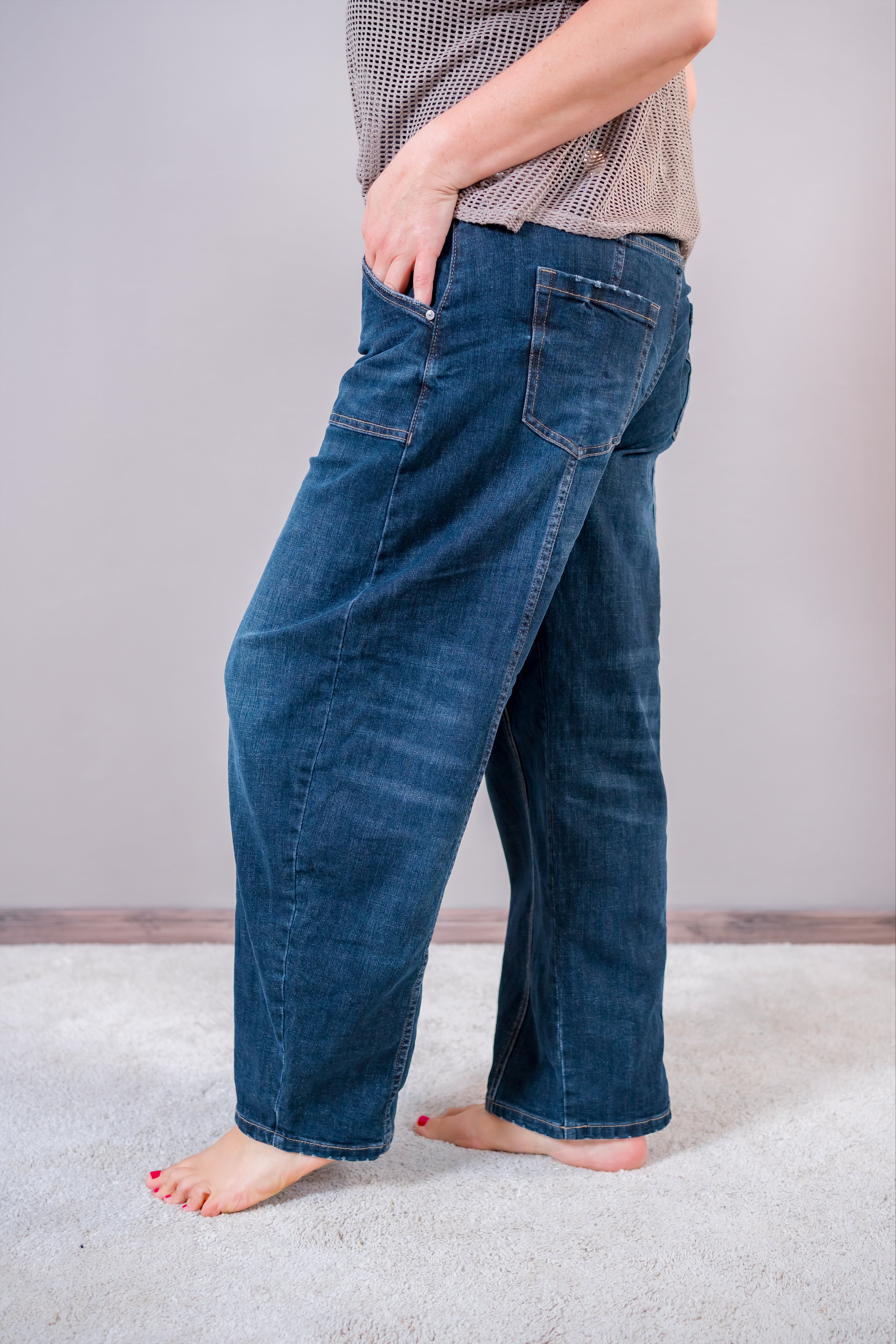 Barrel-Jeans mit Fronttaschen, dark blue