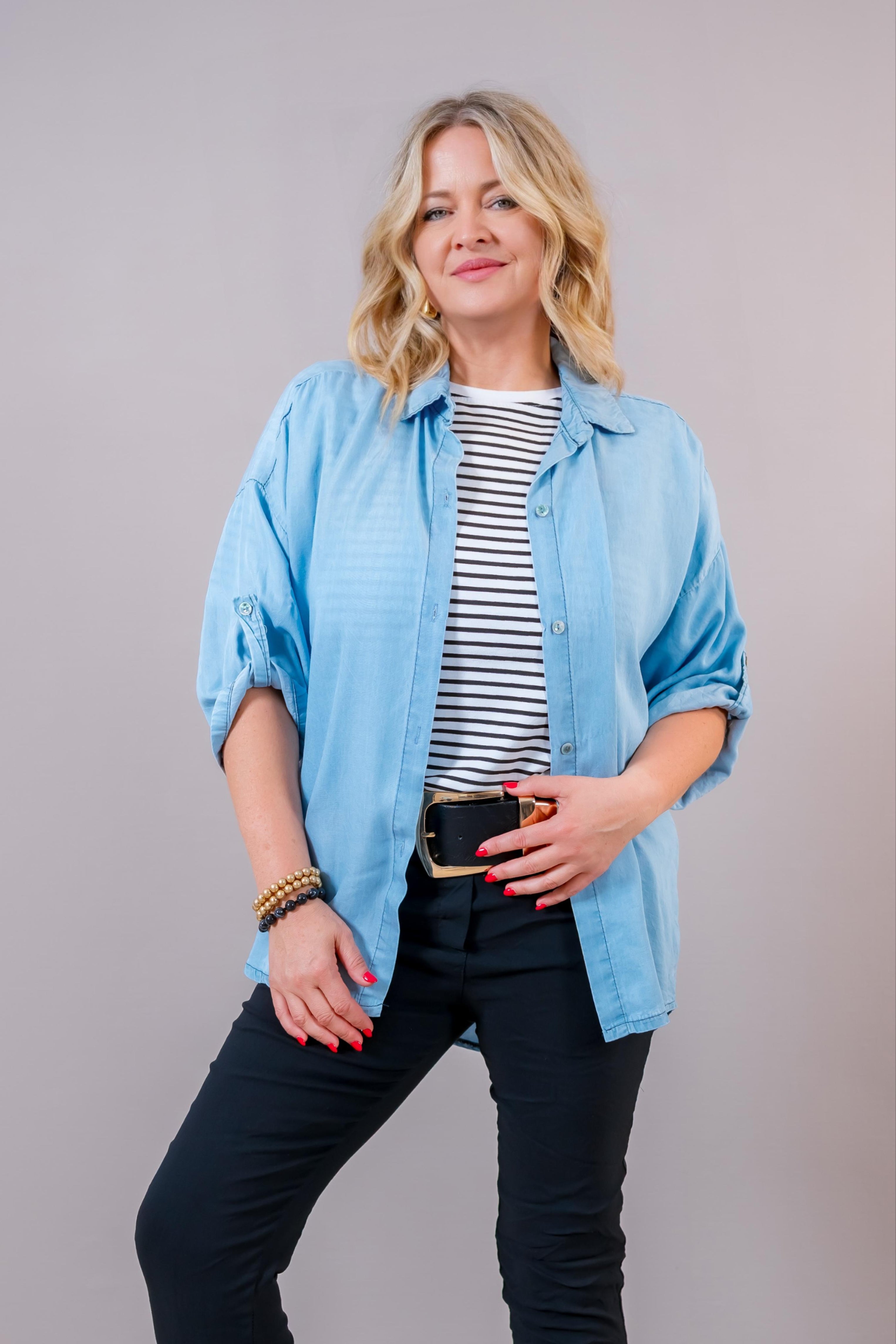 Bluse Denim Look, hellblau