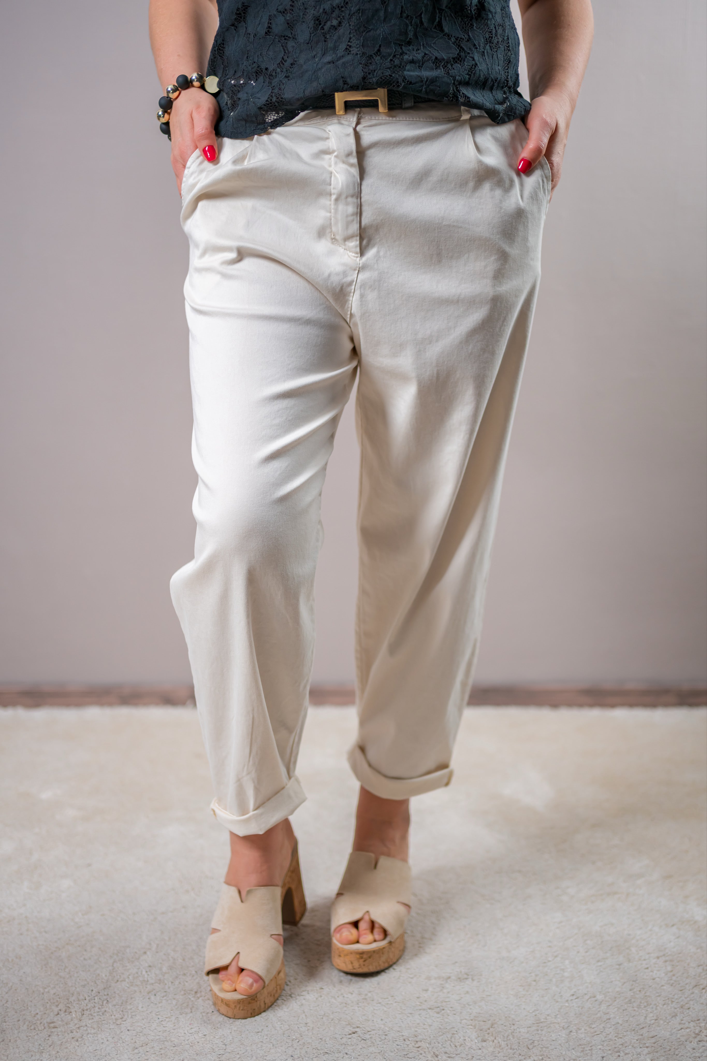 Stretchhose, hellbeige