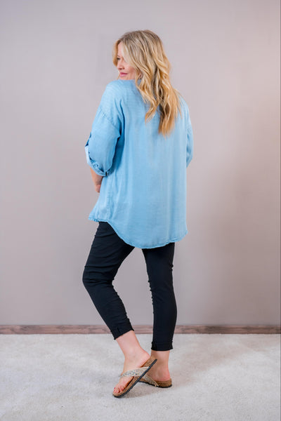 Bluse Denim Look, hellblau