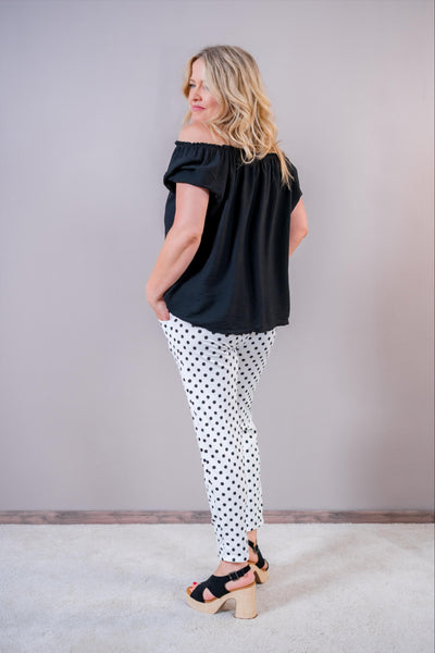 Carmenbluse mit Puffärmel, schwarz