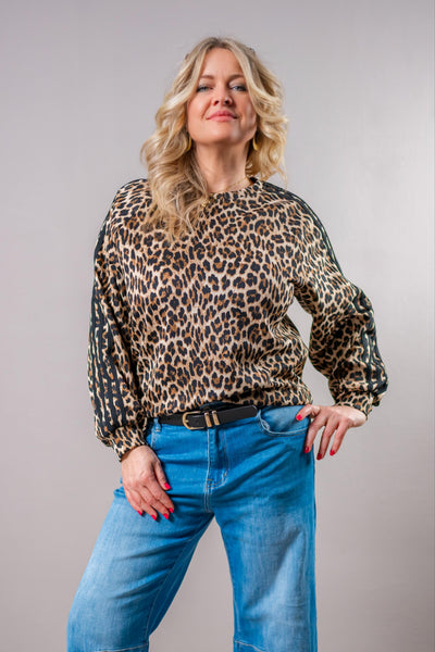 Lässiges Sweatshirt mit Streifen, leo