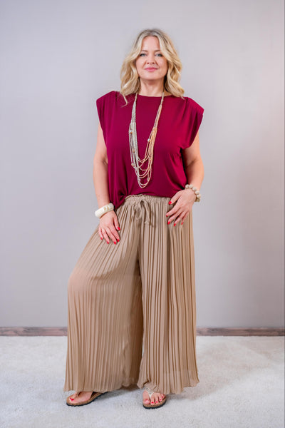 Plisseehose in Camel