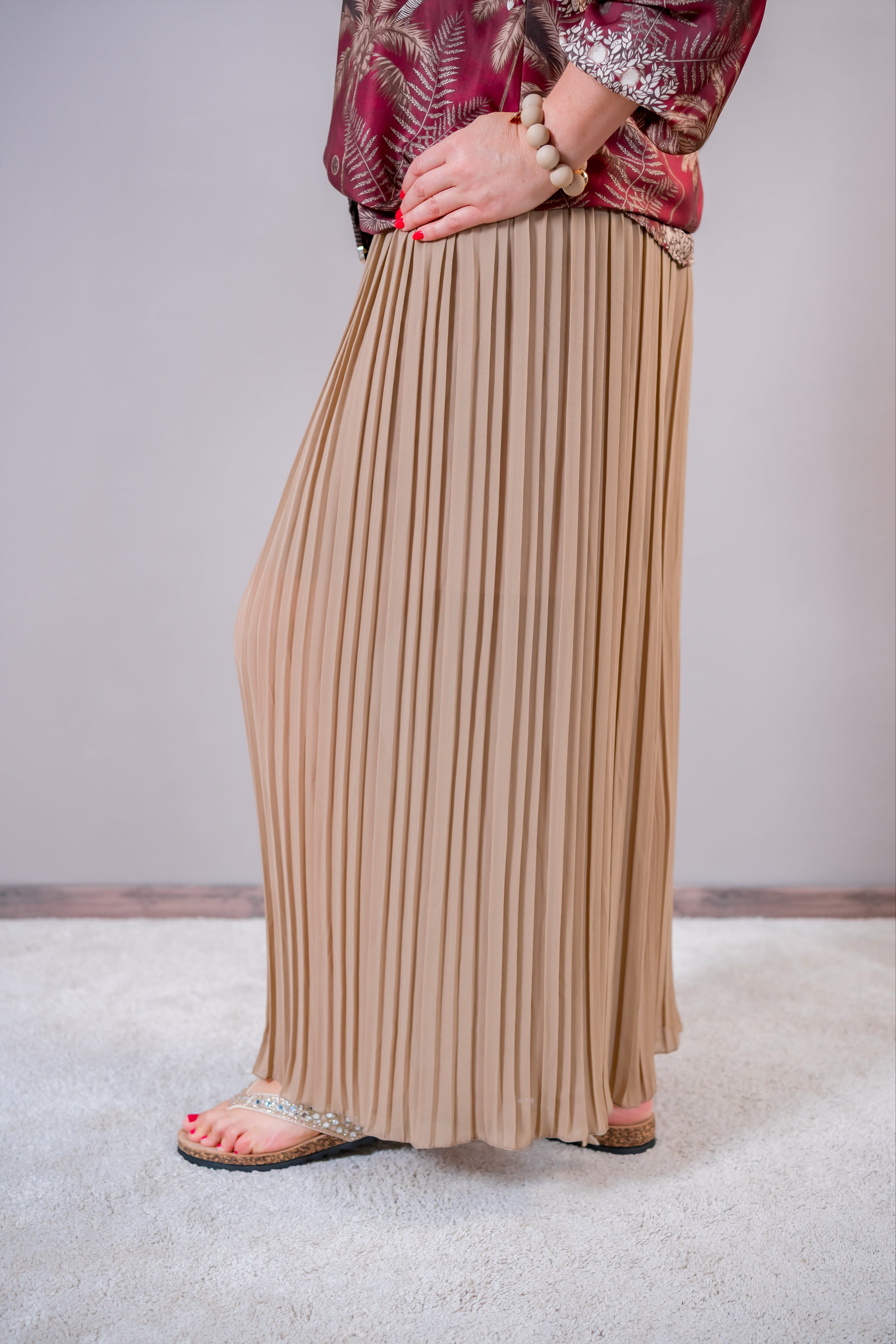 Plisseehose in Camel