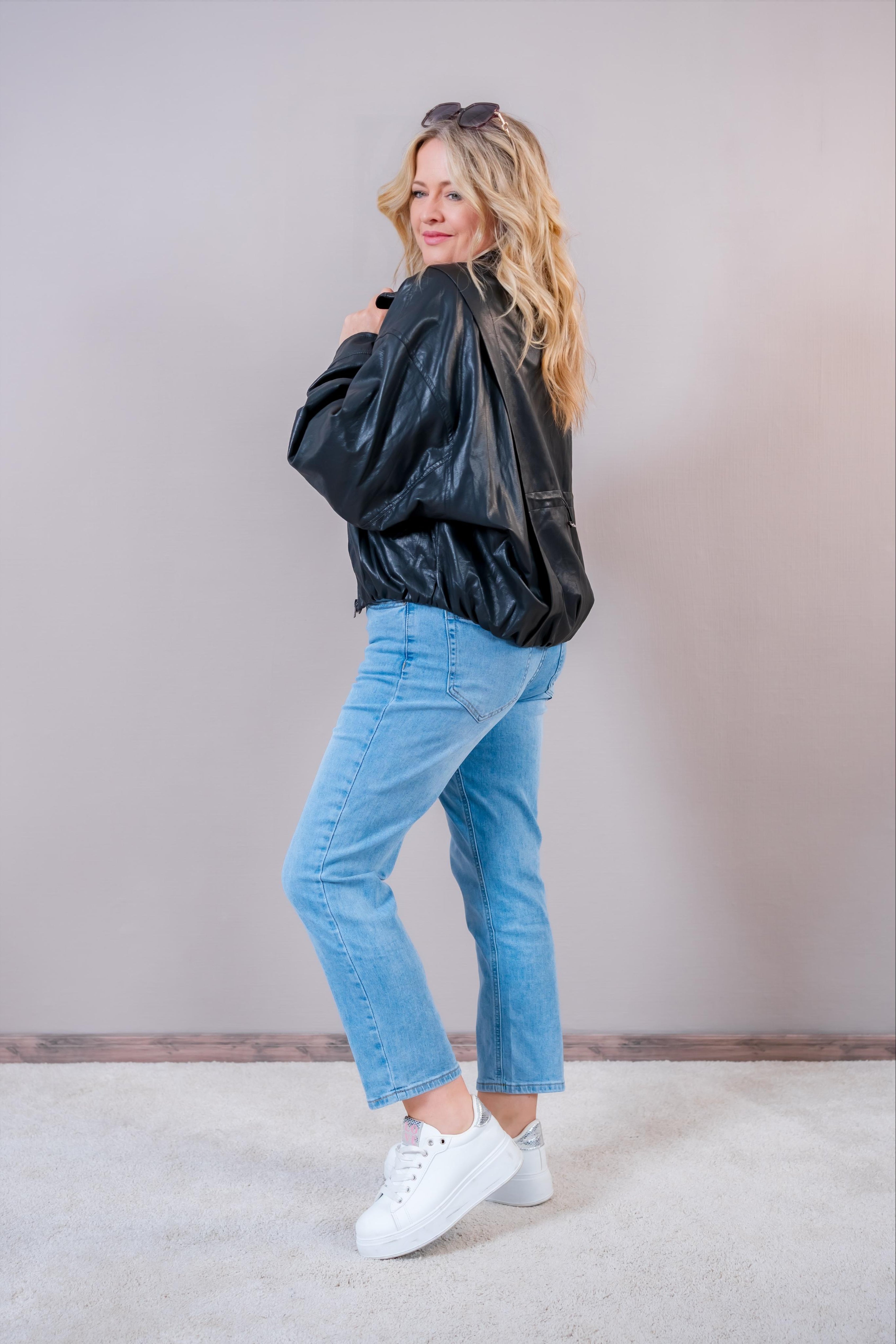Oversize Kunstlederjacke, schwarz