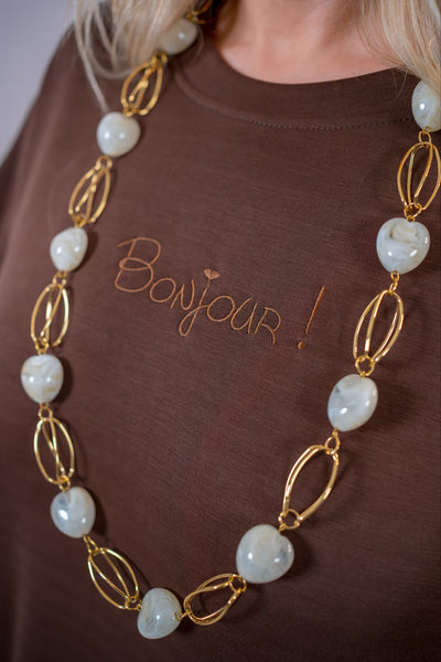 Oversize Kleid "Bonjour" mit Seitentaschen, schokobraun