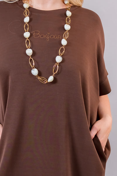 Oversize Kleid "Bonjour" mit Seitentaschen, schokobraun