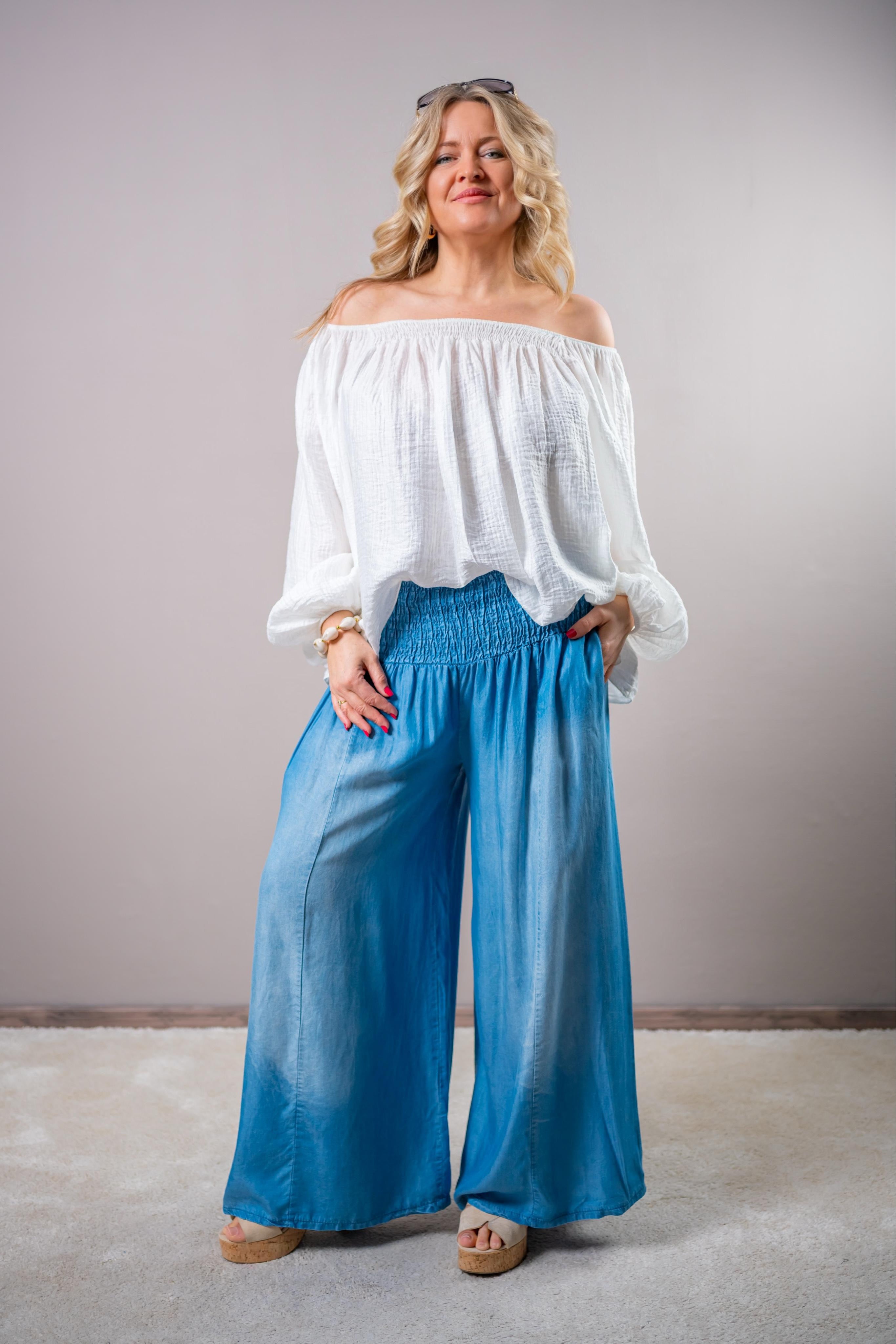 Leichte Bluse mit Crinkle-Effekt, weiß