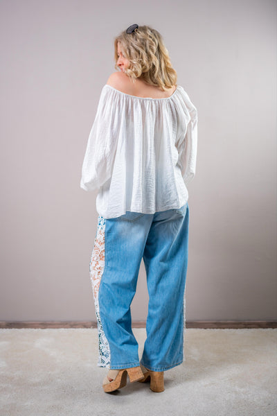 Leichte Bluse mit Crinkle-Effekt, weiß