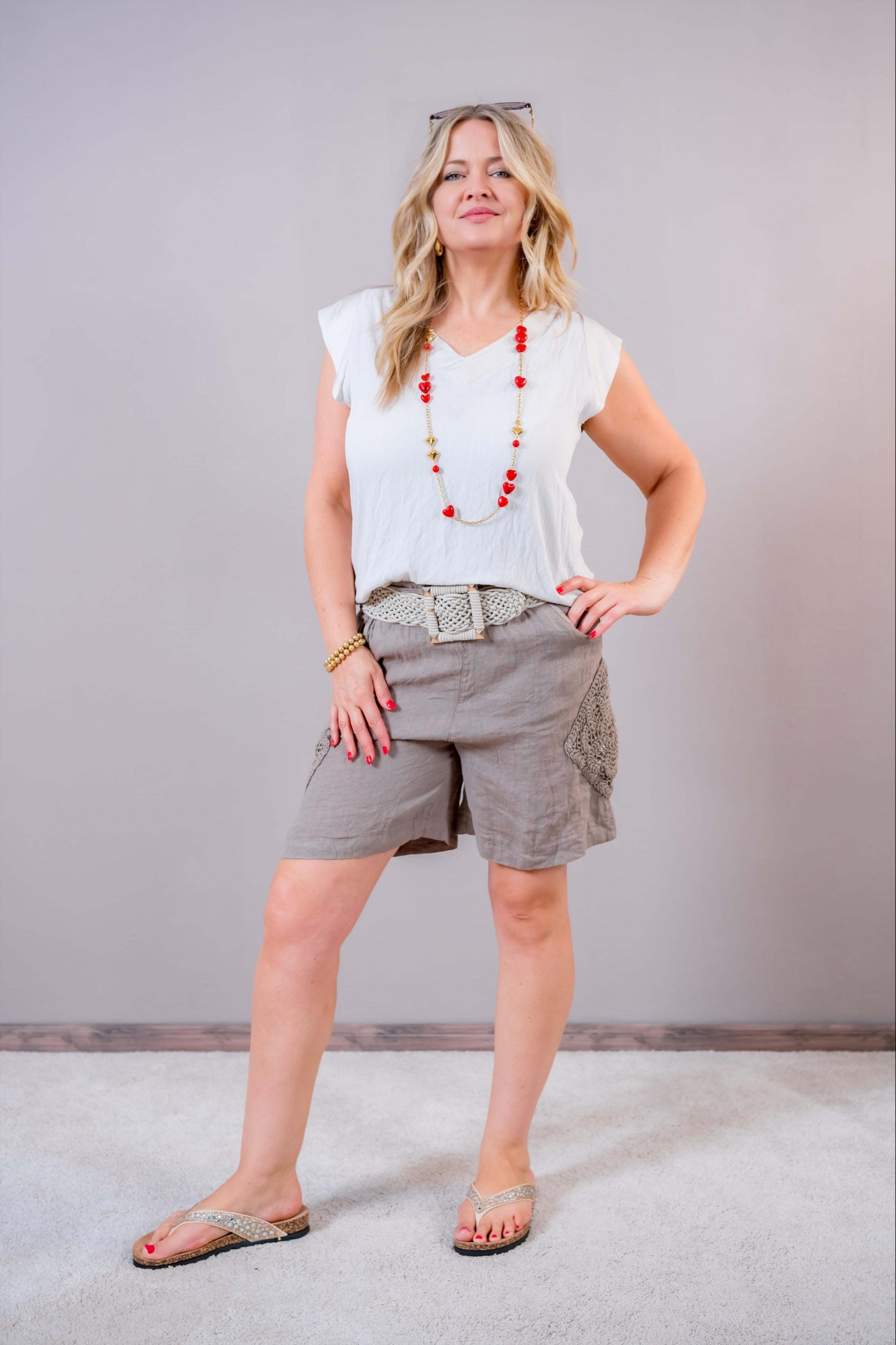 Leichtes Shirt mit Satin-Details, beige