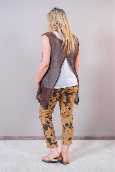 2-in-1 Netz-Top mit Basic-Top, schokobraun