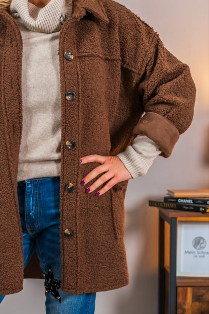 Kuschelige Teddyjacke, braun