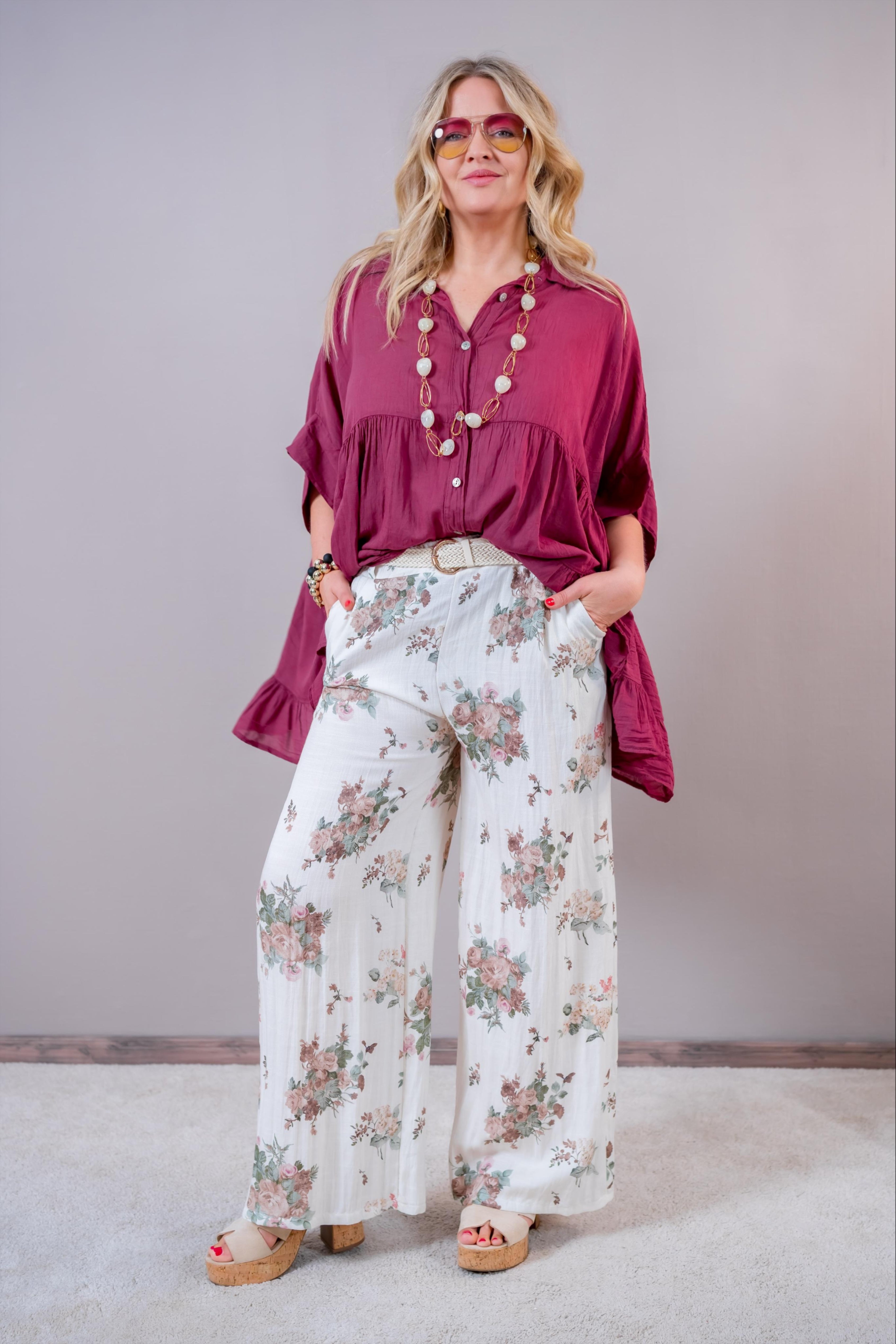 Leichte Oversize Bluse, beere