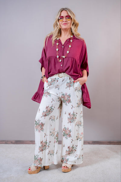 Leichte Oversize Bluse, beere