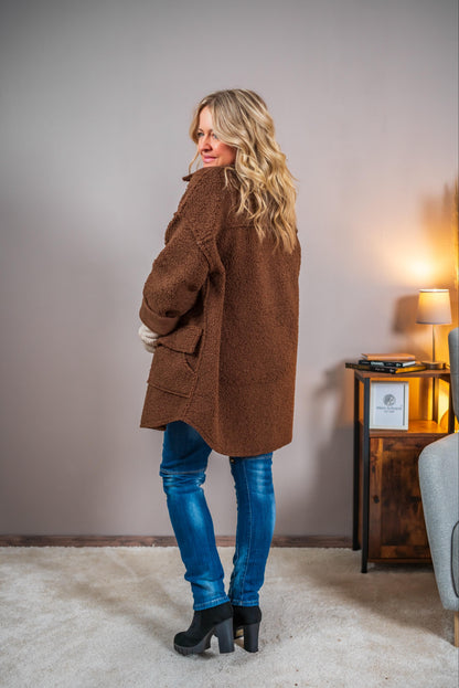 Kuschelige Teddyjacke, braun