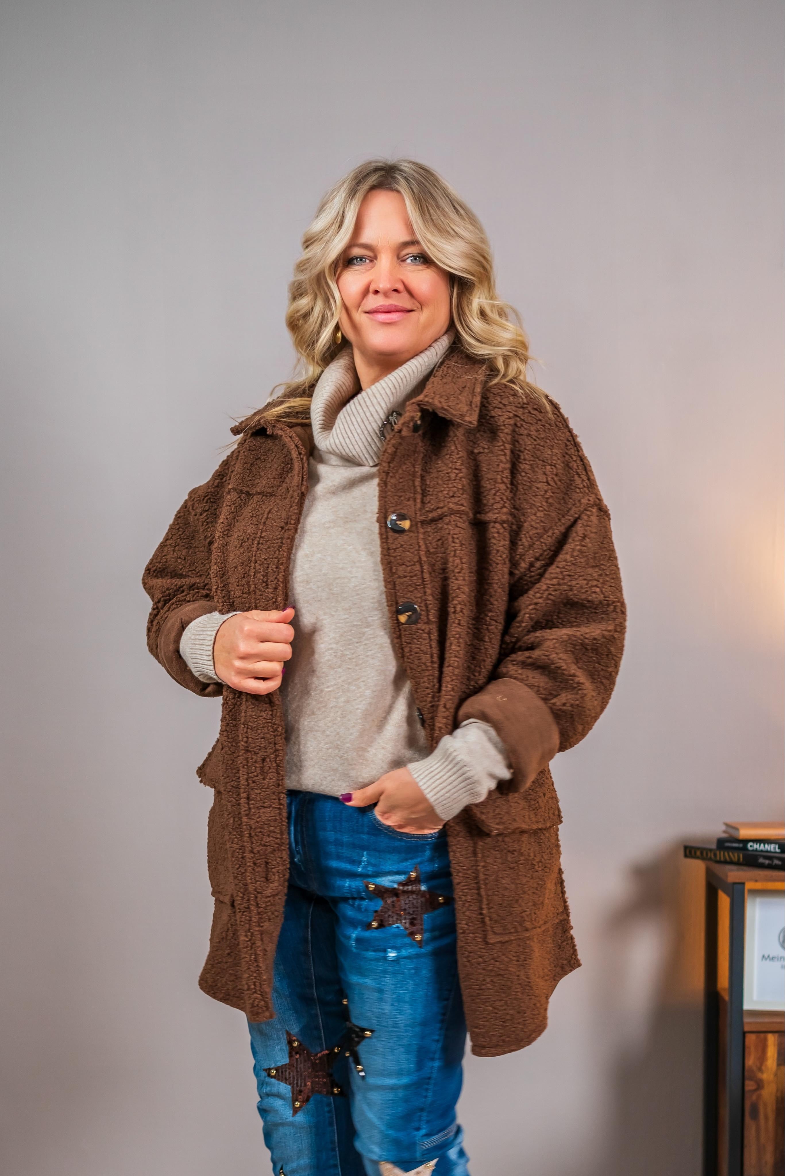 Kuschelige Teddyjacke, braun