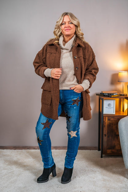 Kuschelige Teddyjacke, braun