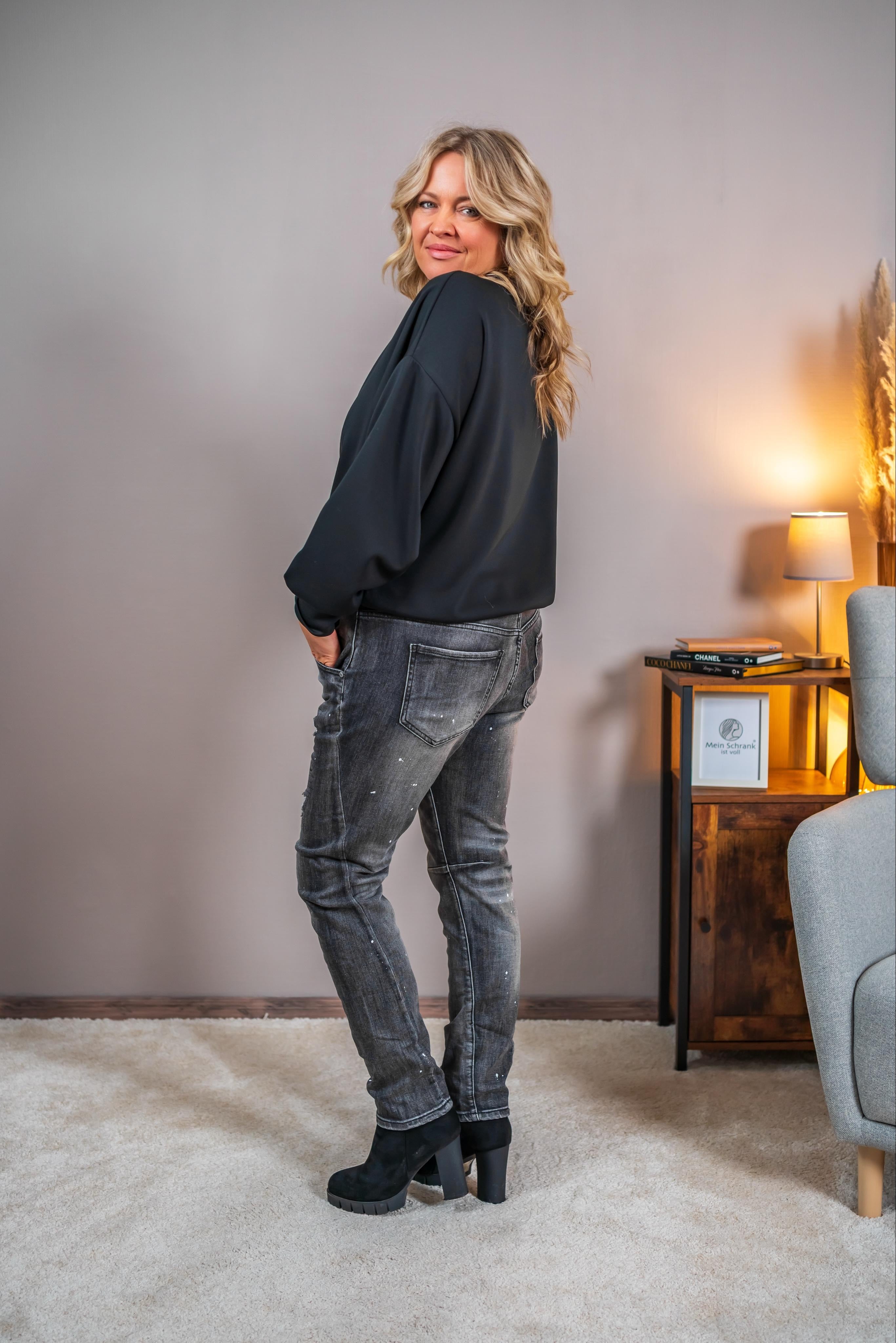 Sweatshirt mit Schriftzug, schwarz